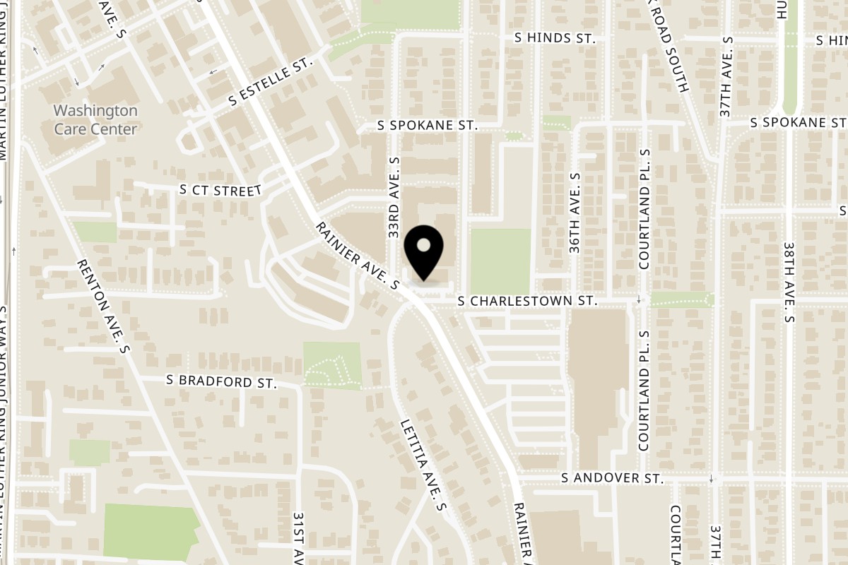 Map showing the location of Emerald City Fish & Chips on 3756 Rainier Ave S in Seattle